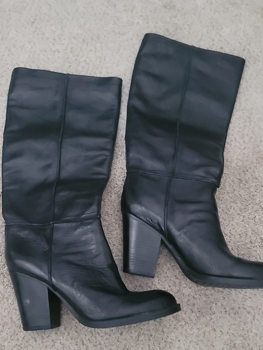 Tahari Black Mid-Calf Block Heel Boots